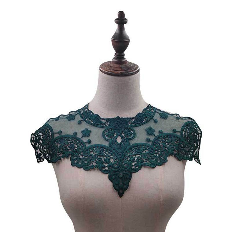 Tela de encaje de guipur para costura de ropa, apliques de cuello de mariposa, bordado, color negro: A2
