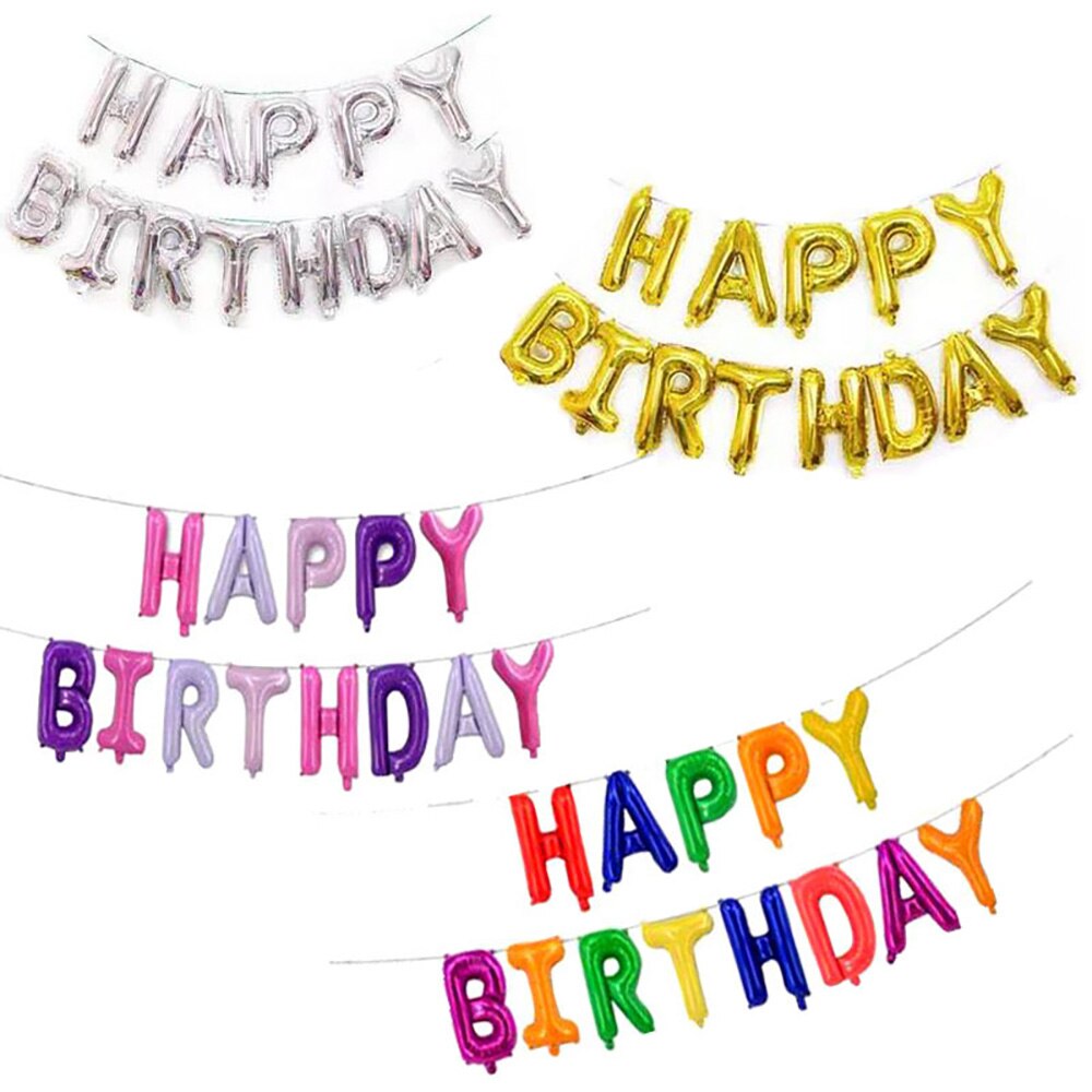 13x Happy Birthday Letter Balloons Foil Ballons Kids Adult Baloons Birthday Party Decorations Red Rose Gold Silver Globos