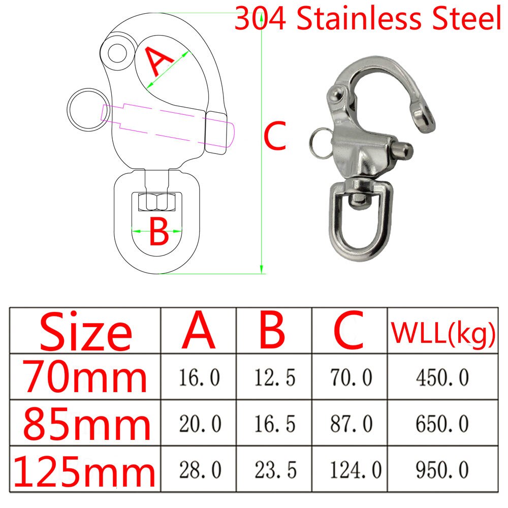 304 Stainless Steel Swivel Shackle Quick Release Boat Anchor Chain Eye Snap Hook Hardware Accessory Kit 15/ 10/5pcs