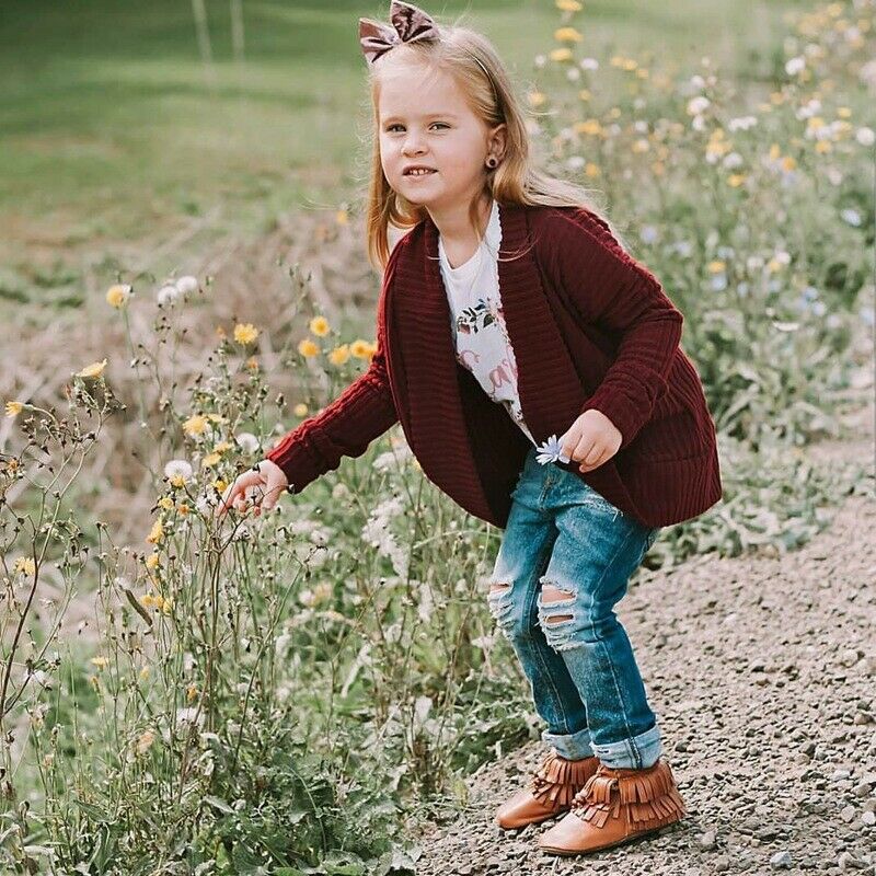 Peuter Kids Baby Meisje Gebreide Trui Vest Jas Lange Mouw Top Uitloper Meisjes Trui Top Kleding