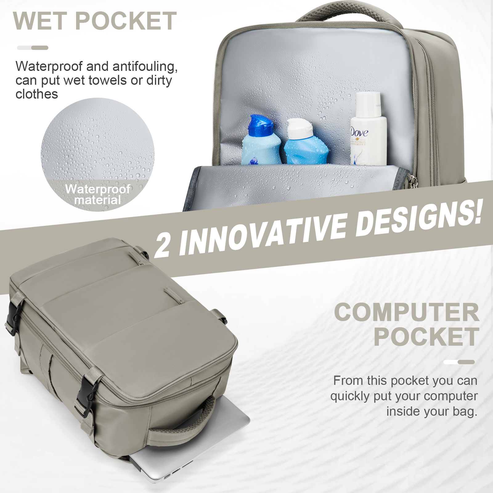 Borsa da cabina 40:*25:*20, zaino da viaggio ad alta capacità approvato dalla compagnia aerea, borsa per laptop da lavoro impermeabile appositamente progettata per uomo