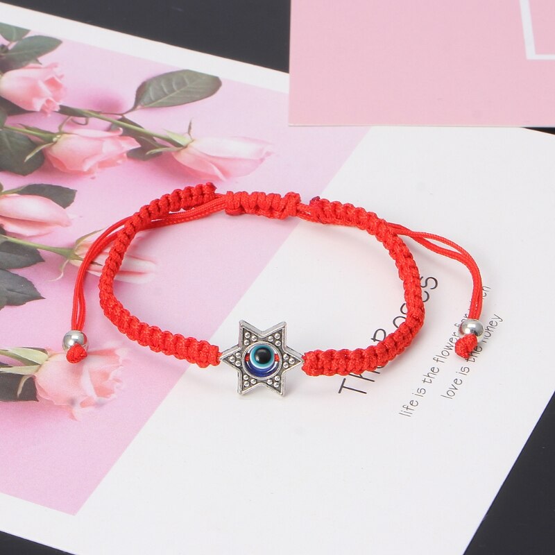 Geluk Kabbalah Red String Hamsa Armbanden Blauwe Boze Oog Fatima Hand Sieraden D5BF