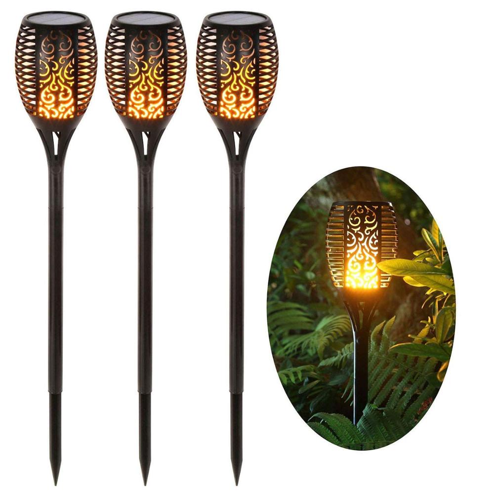 Solar Torch Lights Waterproof Dancing Flickering Effect Stake Flame Lantern Outdoor Landscape Decoration Garden Patio Pathway: 96Led 3 Pack