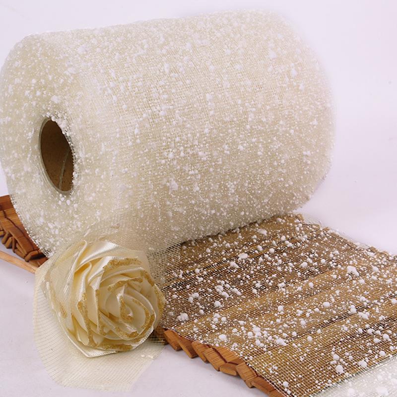 Malla de gasa de puntos de nieve utilizada para decoración de bodas, embalaje de flores, embalaje de ramo de dibujos animados, materiales hechos a mano DIY 15cm * 15m