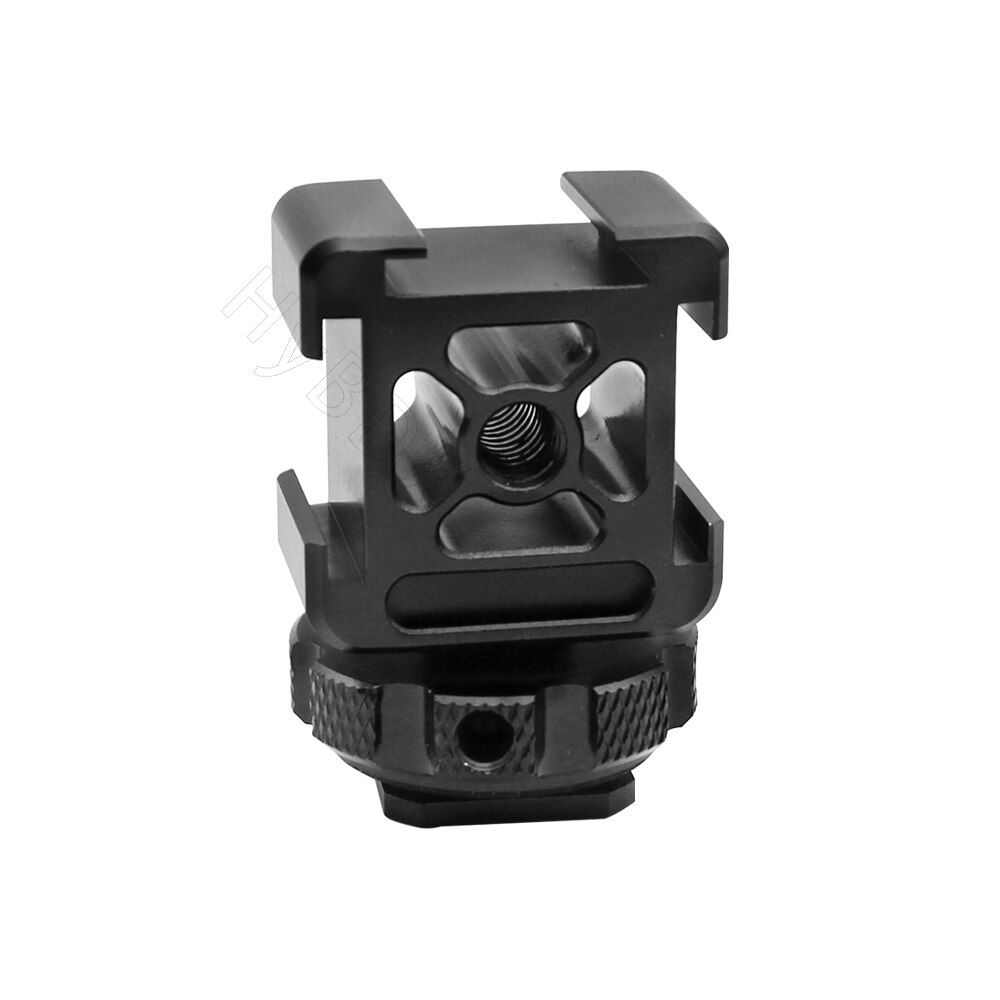 Triple cold shoe mount adapter digital SLR camera shoe for LED flash, video light, microphone, monitor extension bracket: black