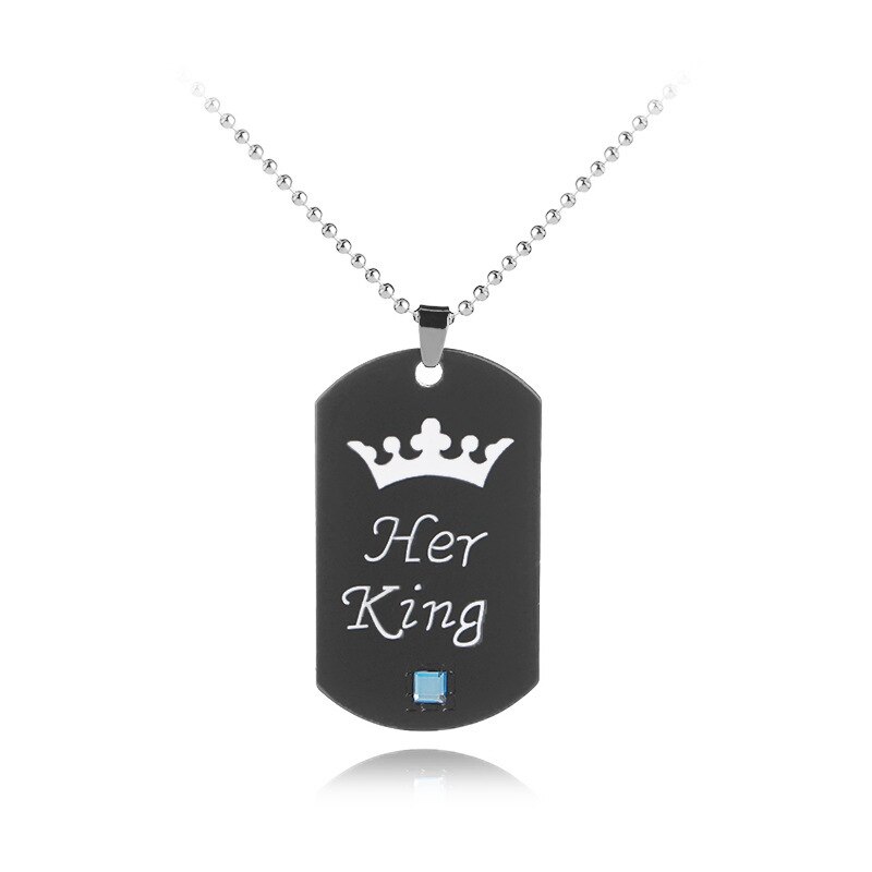 Halskette für paare mit krone, ihr könig, seine königin, diamantkette mit schriftzug, romantische erinnerung ein sterben allianz, schlüsselbeinkette