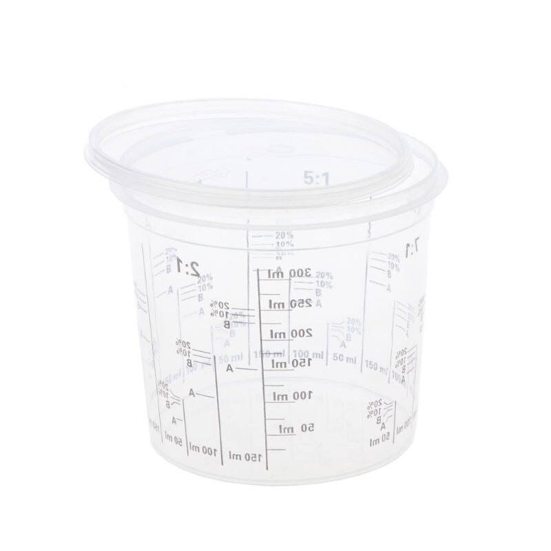 5Pcs 400ml Disposable Graduated Clear Plastic Paint Mixing Cups Calibrated Mixing Ratios Measuing Cups For Liquids Paint