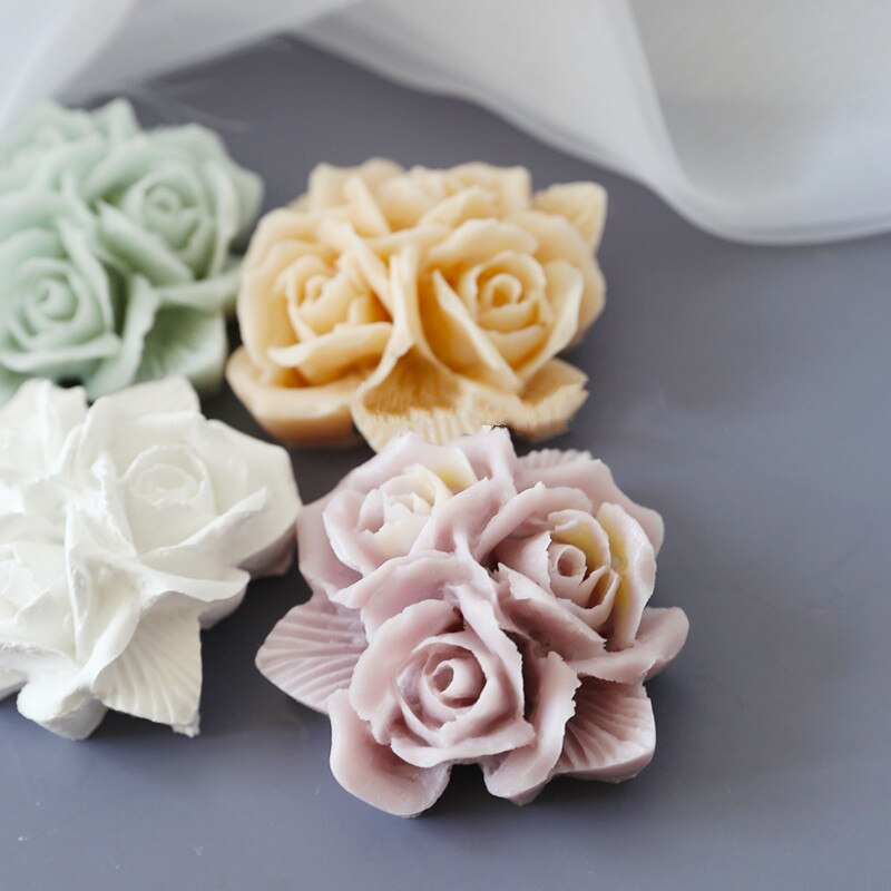 3D Rosa silicona para jabón molde Chocolate molde hielo bandeja moldes bricolaje jabón aromaterapia escayola moldes pastel Deco herramienta