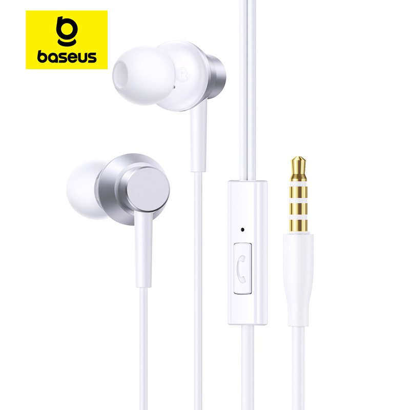 Baseus Encok HZ11/CZ11 in-ear bedrade oortelefoon Krachtige bas Type-C/3.5mm Jack Bedrade hoofdtelefoon voor laptop Computer Tablet Telefoon: WHITE