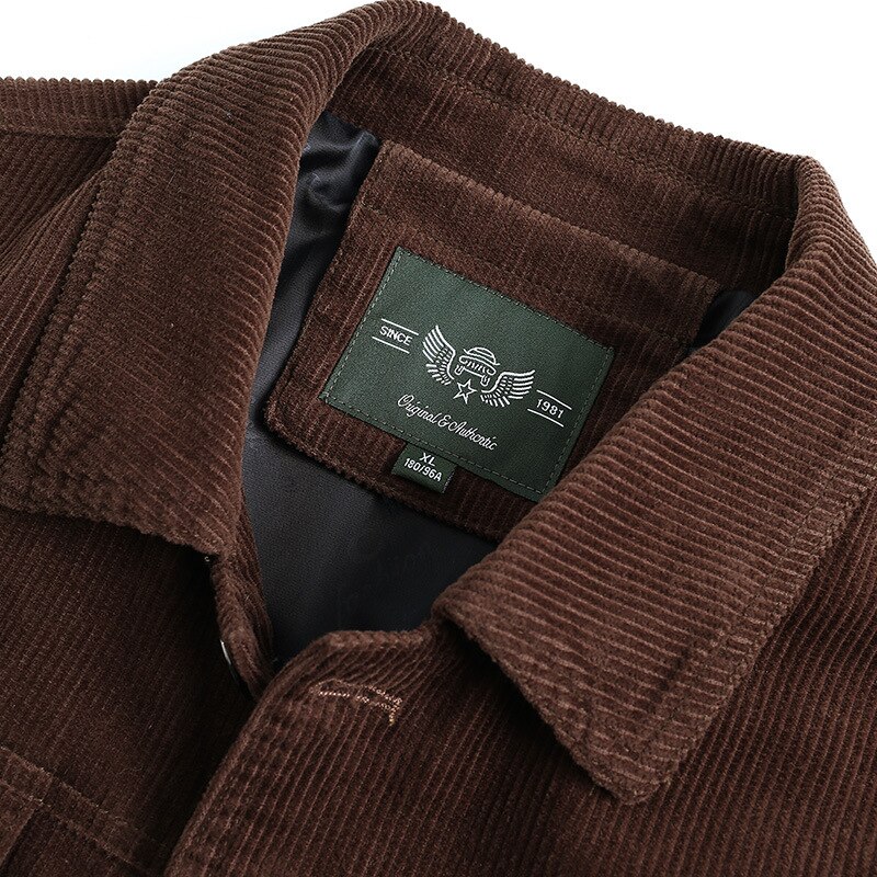 Mannen Klassieke Slim Fit Corduroy Jassen Mode Toevallige Jas Heren Streetwear Turn-Down Kraag Single Breasted Pockets Solid Uitloper