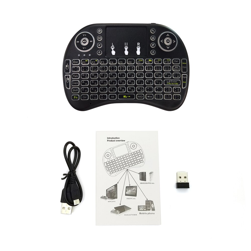 German i8 Backlight Mini Wireless Keyboard Deutsch 2.4GHz with Touchpad mouse for Raspberry Pi 3 RPI 2 Mini PC Smart TV Android