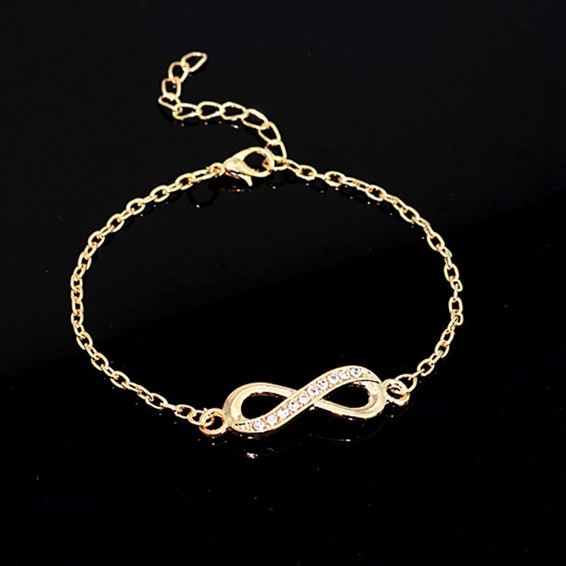 Mode Vrouwen Crystal Infinity Armband Nummer 8 Ketting Armbanden Sieraden SWD889: gold