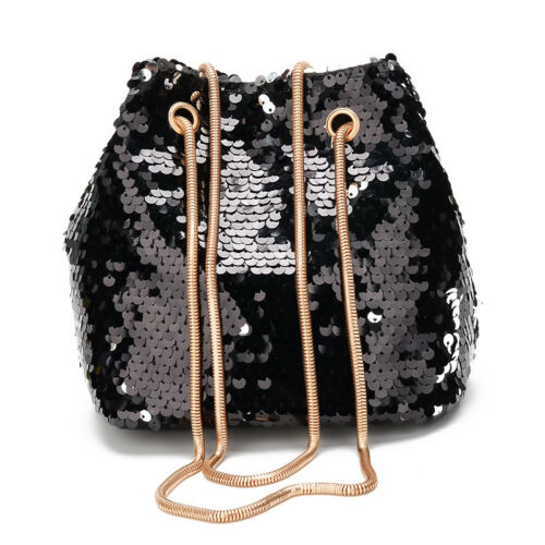 1PC En Mode Klassieke vrouwen Mermaid Sequin Glitter Tas Lederen Portemonnee Schouder Crossbody Handtas: Black