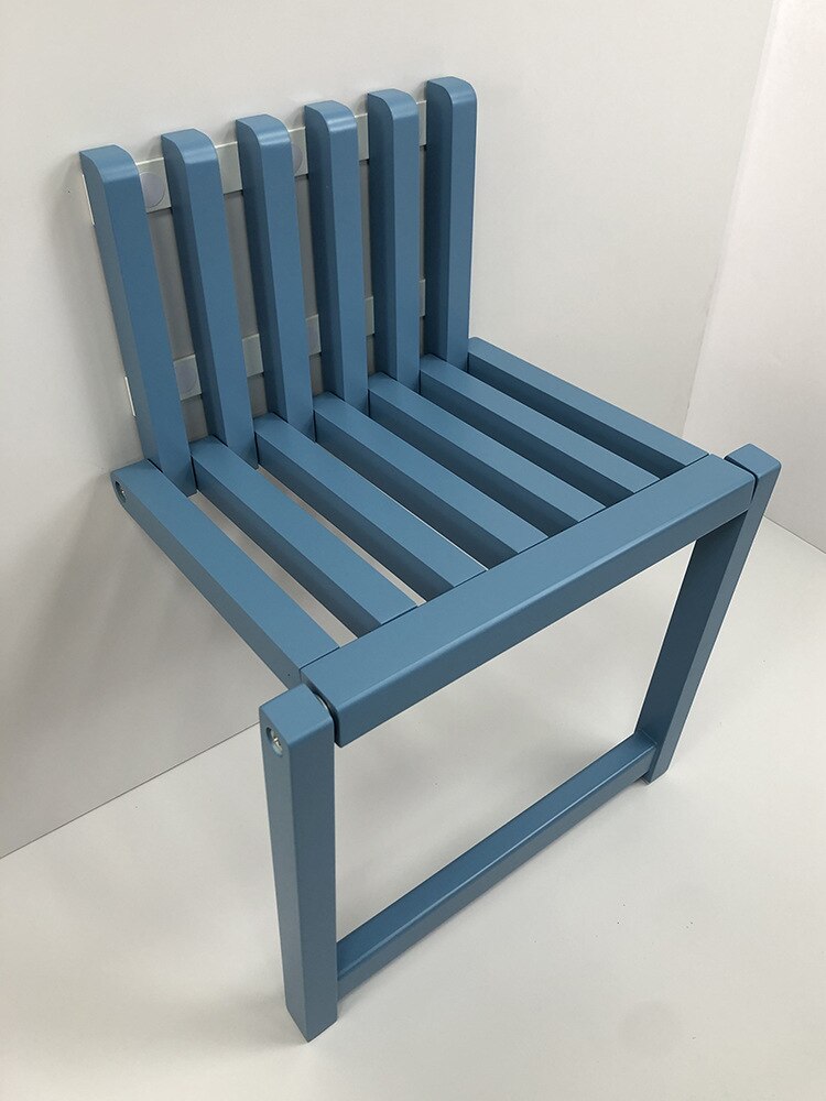 Silla plegable montada en la pared, taburete oculto de madera maciza para porche, puerta, armario de zapatos, baño, balcón, sala de estar: blue