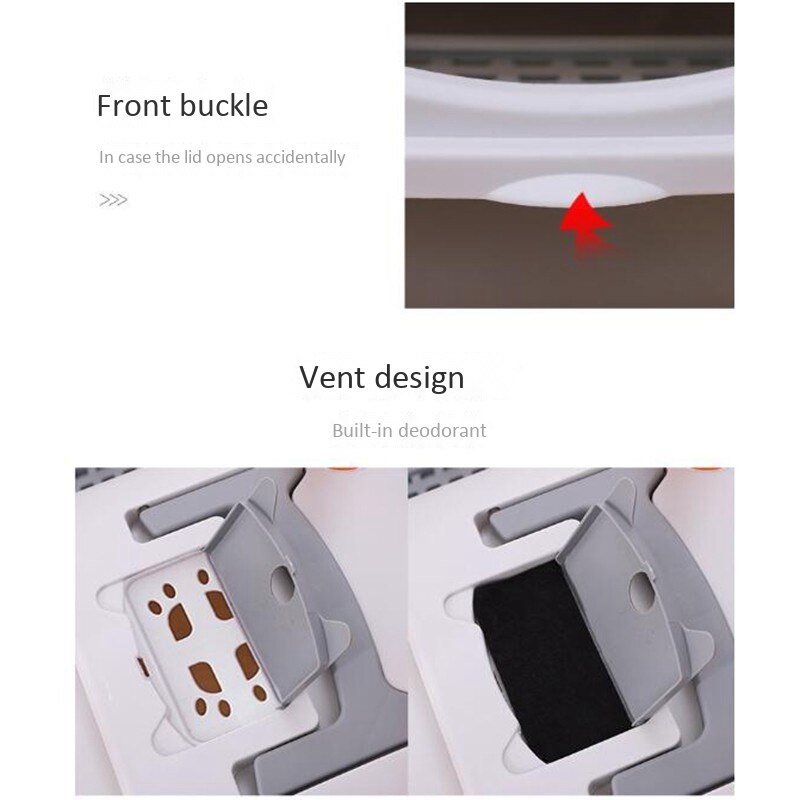Grand Chat Litière Entièrement Clos Chats Toilettes Flip Type Résistant Aux Odeurs et Aux Éclaboussures Chats Litière Bassin