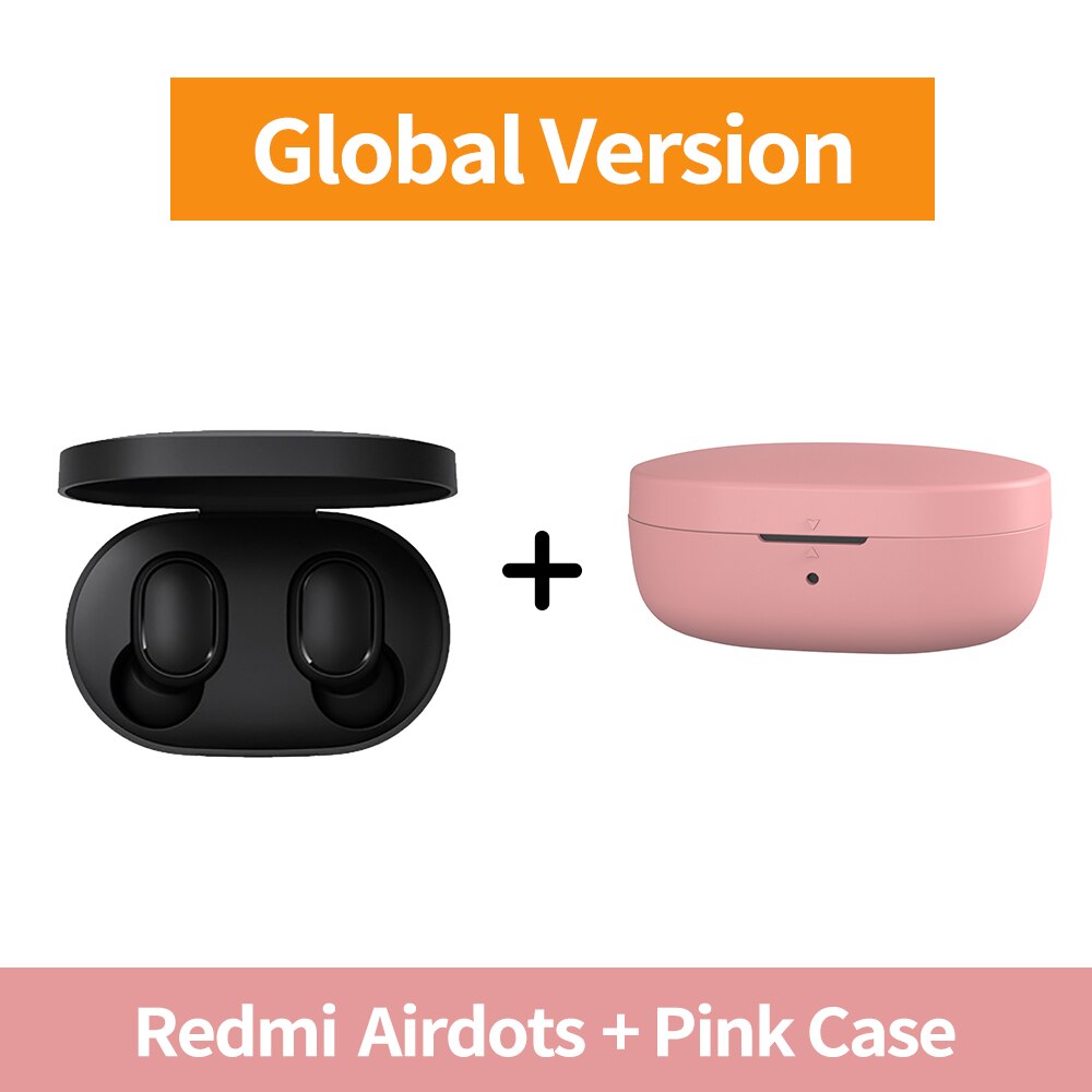 Instock Originele Xiaomi Redmi Airdots Hoofdtelefoon Draadloze Koptelefoon Voice Control Bluetooth 5.0 Ruisonderdrukking Tap Controle IPX4: GN Add Pink Case