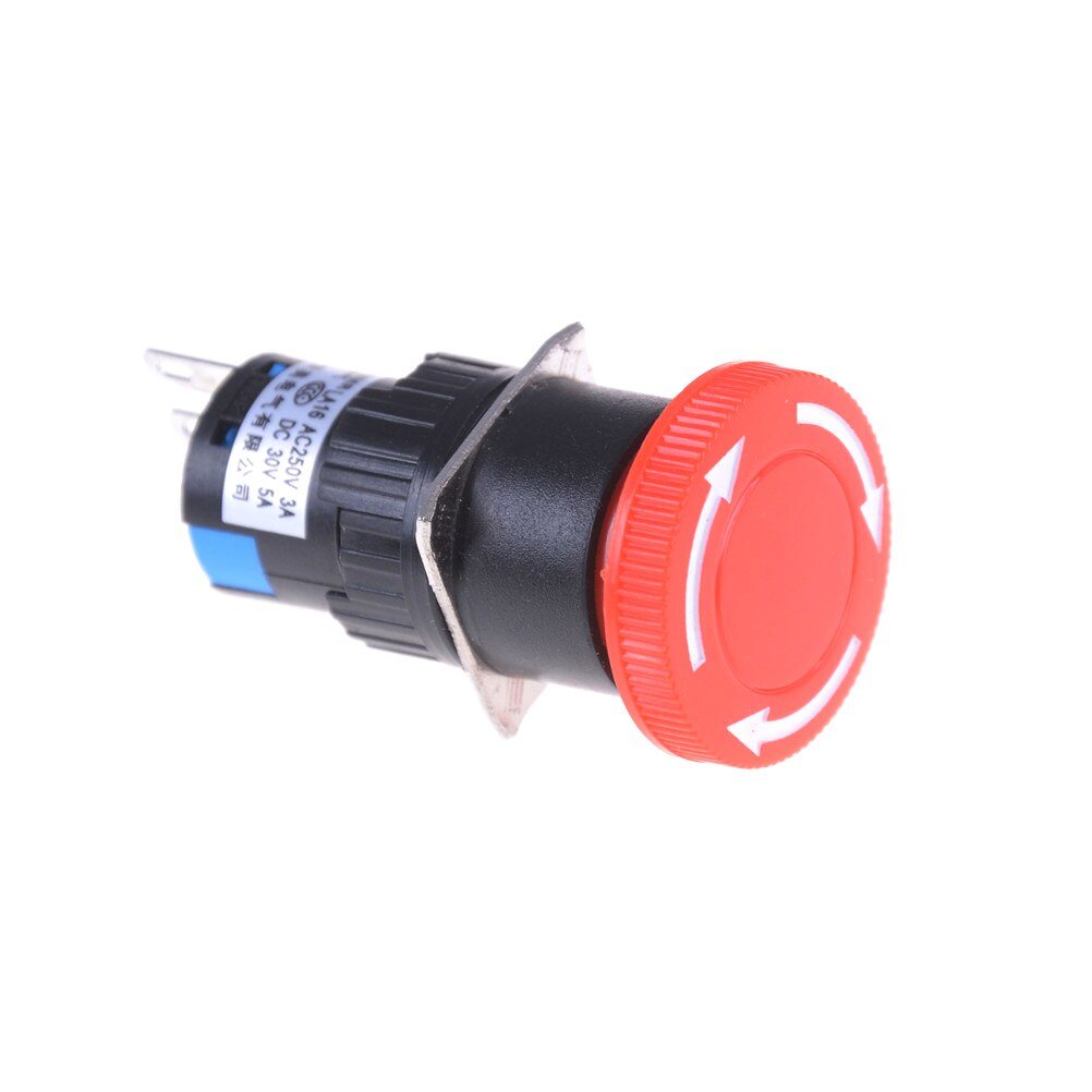 16mm røde svampe nødstop e-stop switch 3 pins no+nc  dc 30v 5a ac 250v 3a nødstop trykknapkontakt