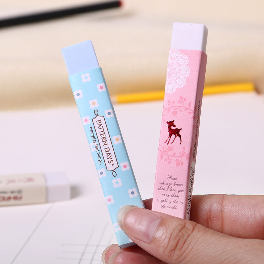 1PC Cube Long Rubber Pencial Kawaii Eraser Cute School Supplies Stationery Erasers Correction Products