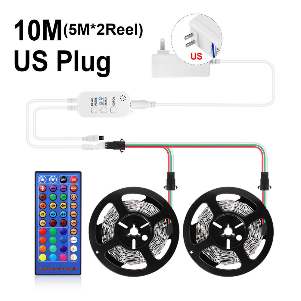 Bluetooth App Smart lamp 5M 10M LED light Strip RGB Sound/Music Sync Smart Home House Dream Neon lighting Compatible Android/IOS: 10M Set With US Plug / Waterproof