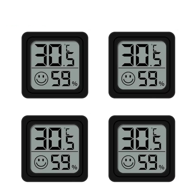 Mini termómetro Digital LCD, higrómetro, medidor de humedad y temperatura ambiente interior, herramientas de medición del hogar, juego de 4 Uds.: Rojo