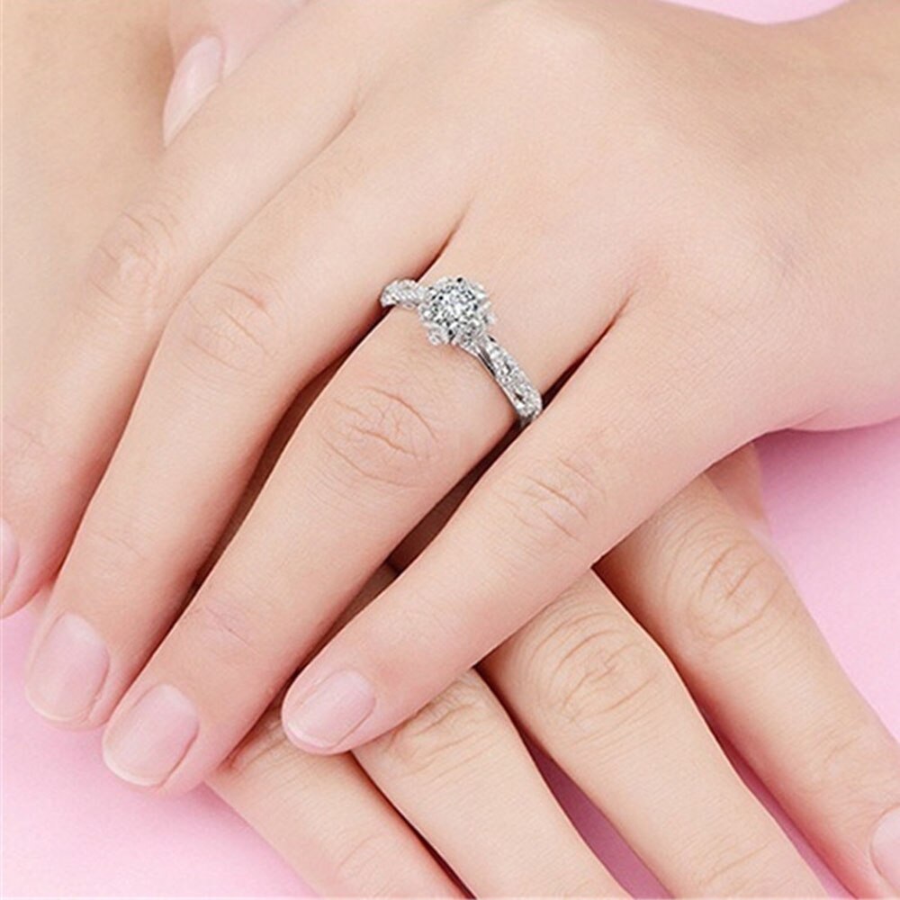 Bröllop storlek 5-11 brudset ringar för kvinnor bröllopsförlovningssmycken med hel glänsande cubic zirkon kvinnlig ring