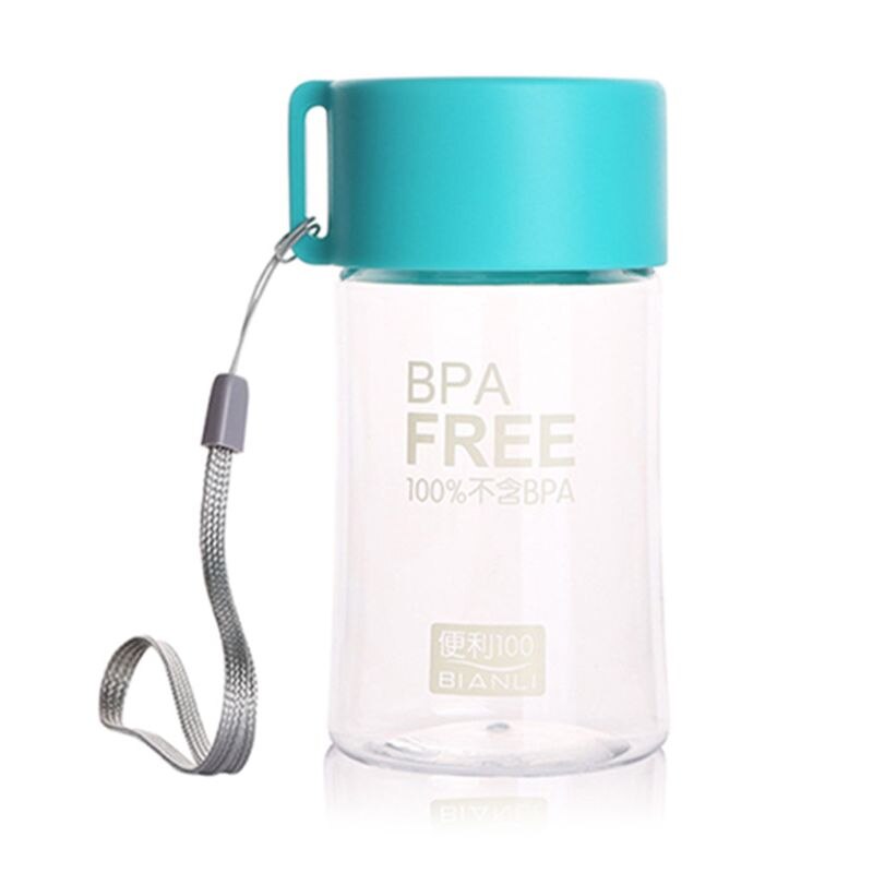 Botella de agua de plástico de 150 Ml, Mini botella de agua bonita para niños, botella de agua pequeña a prueba de fugas portátil: Azul