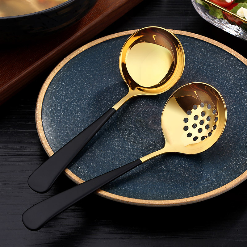 Juego de utensilios de cocina de acero inoxidable 304, cuchara de sopa con escurridor, accesorios, utensilios de cocina, utensilios de cocina