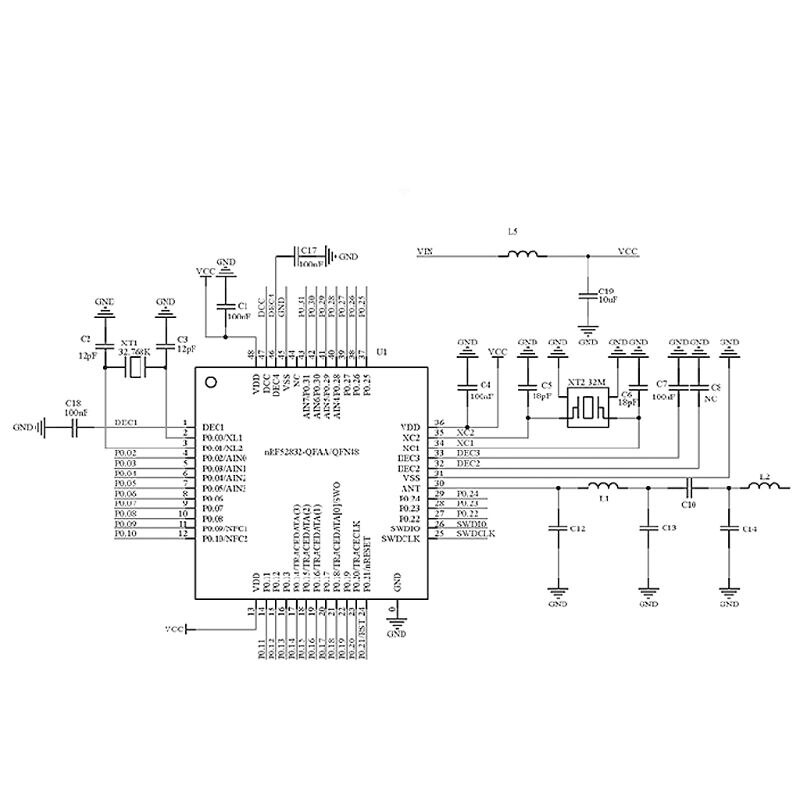 Duurzaam NRF52832 2.4 Ghz Transceiver Ontvanger E73-2G4M04S1B Smd Ble 5.0 Draadloze Bluetooth Module