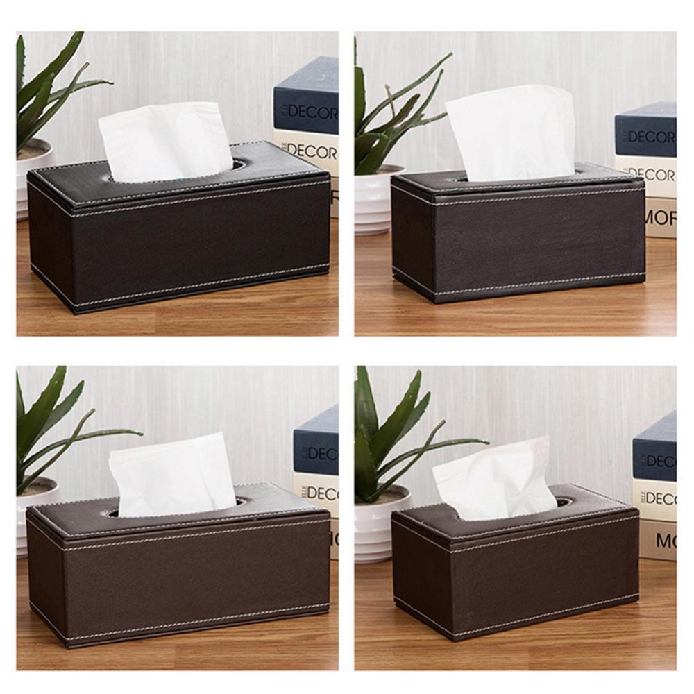 Household Faux Leather Tissue Box Car Tissue Paper Holder Storage Case Hotel Restaurant Paper Towel Dispenser