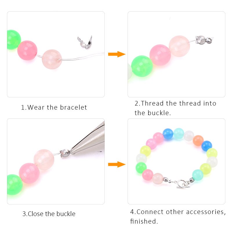 100PCS/Box Stainless Steel Clamshell Bead Tips Knot Covers,Gold Plated Thread Clip Buckles Accessories For Jewelry Bracelet DIY