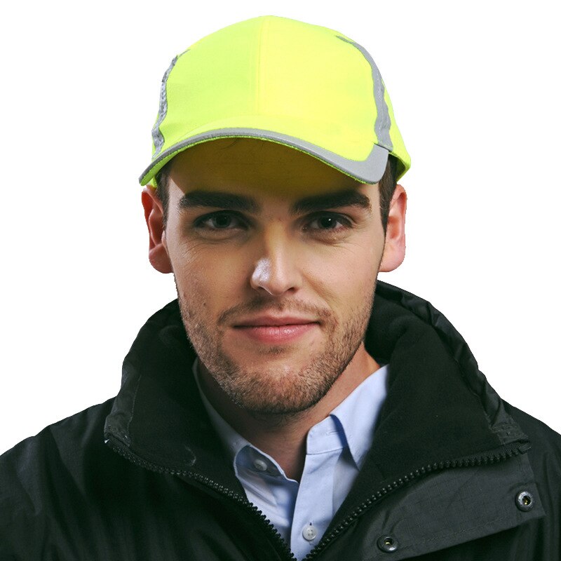 Gorra reflectante de alta visibilidad para hombre, gorro de béisbol de seguridad, naranja, amarillo y negro, con estructura