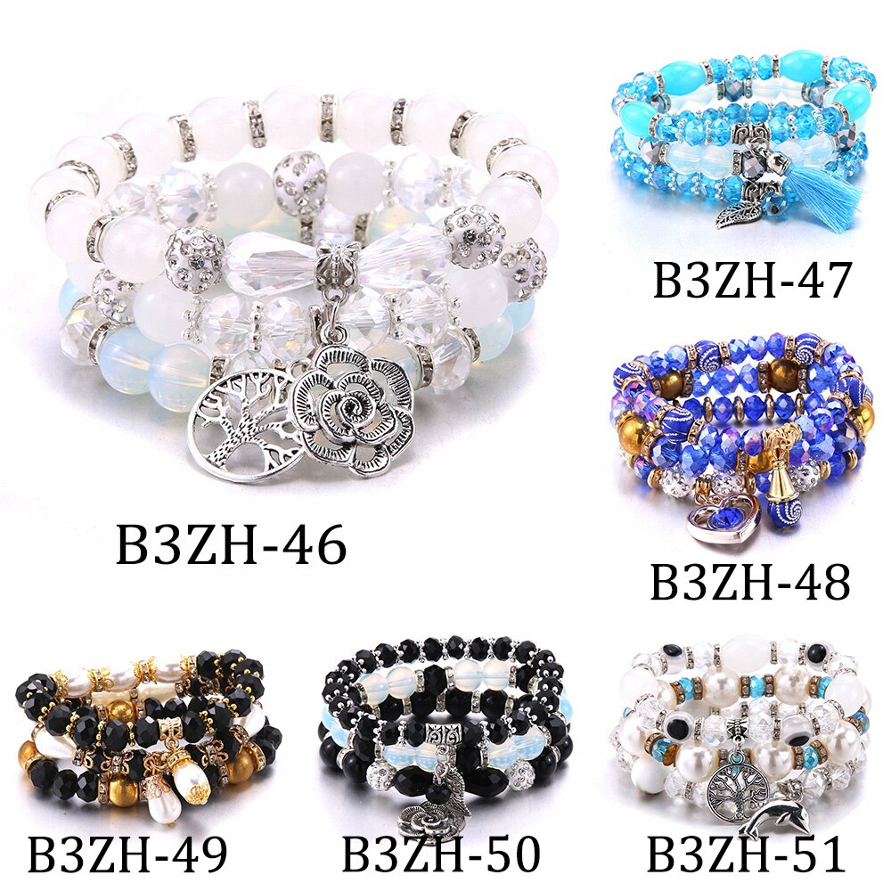 Bohemian Trend Women's Beaded Bracelet 3Pcs Mixed Color Resin Bracelet For Men's Luxury Jewelry Party Birthday