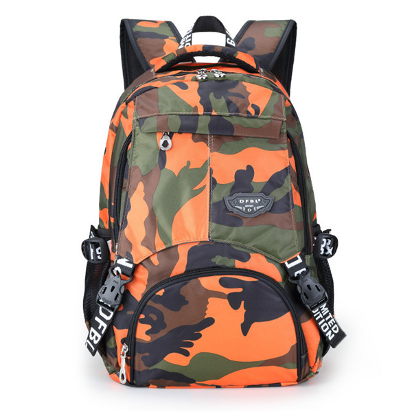 Mochila de camuflaje con estampado único y colorido para mujer, mochila Oxford impermeable para niños, mochila escolar de gran capacidad para niñas: orange camouflage