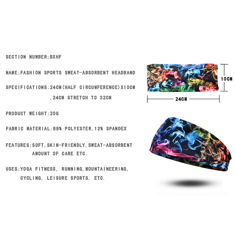 Starry Sky Digital Print Cycling Yoga Sport Sweat Headbands Men Sweatbands Breathable Headband Yoga Hair Bands Head SweatBands