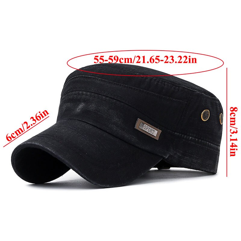 Male Flat Top Cap Cotton Comfortable Baseball Caps Simple All-match Retro Adjustable Casual Adult Sun Hats For Men