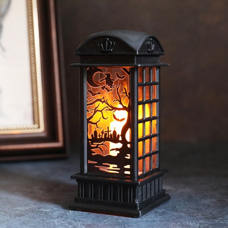 Halloween Vintage citrouille château lumière lampe fête suspendus décoration fantôme main citrouille fête veilleuse LED Festival lanterne: C