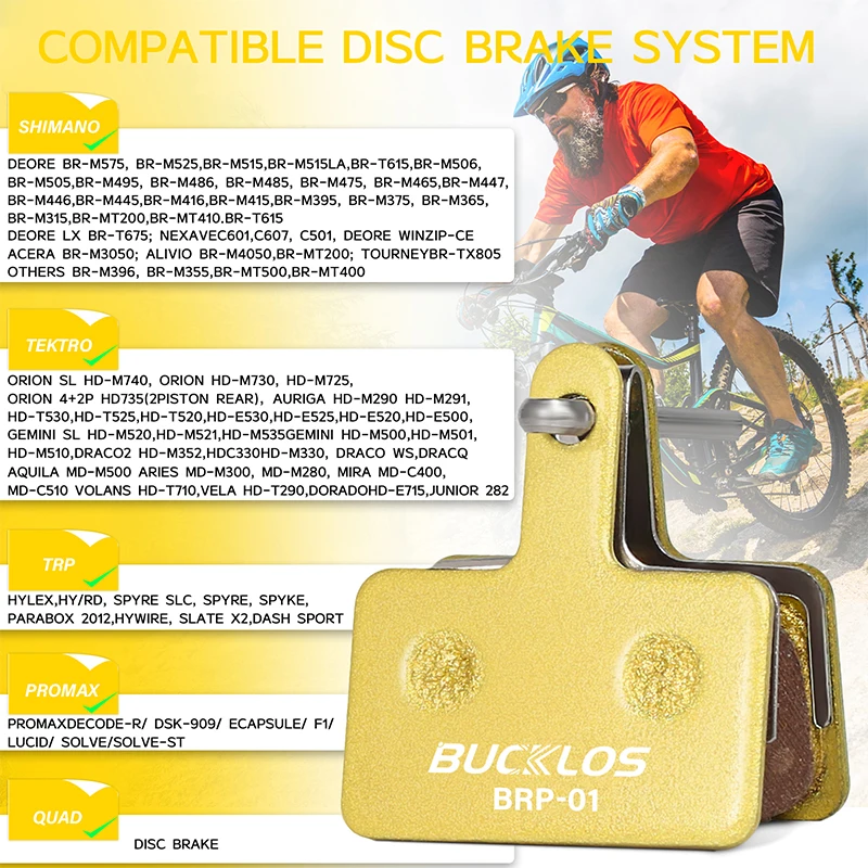 Pastillas de freno de bicicleta a base de cobre BUCKLOS, pastilla de freno de disco hidráulico de bicicleta resistente al desgaste, pastilla de freno de carretera Mtb para B01S B03S B05S MT200