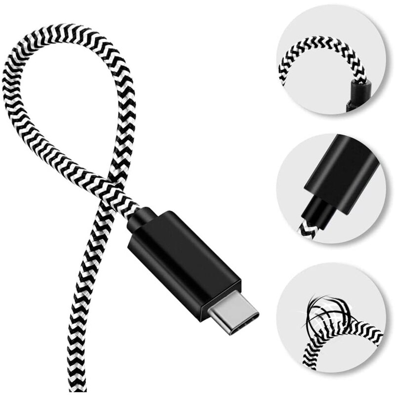 USB-C Ladekabel - 1.8m 45W PD - für Surface Pro 7 Go 2 6 2 3 Book: Schwarz weiß