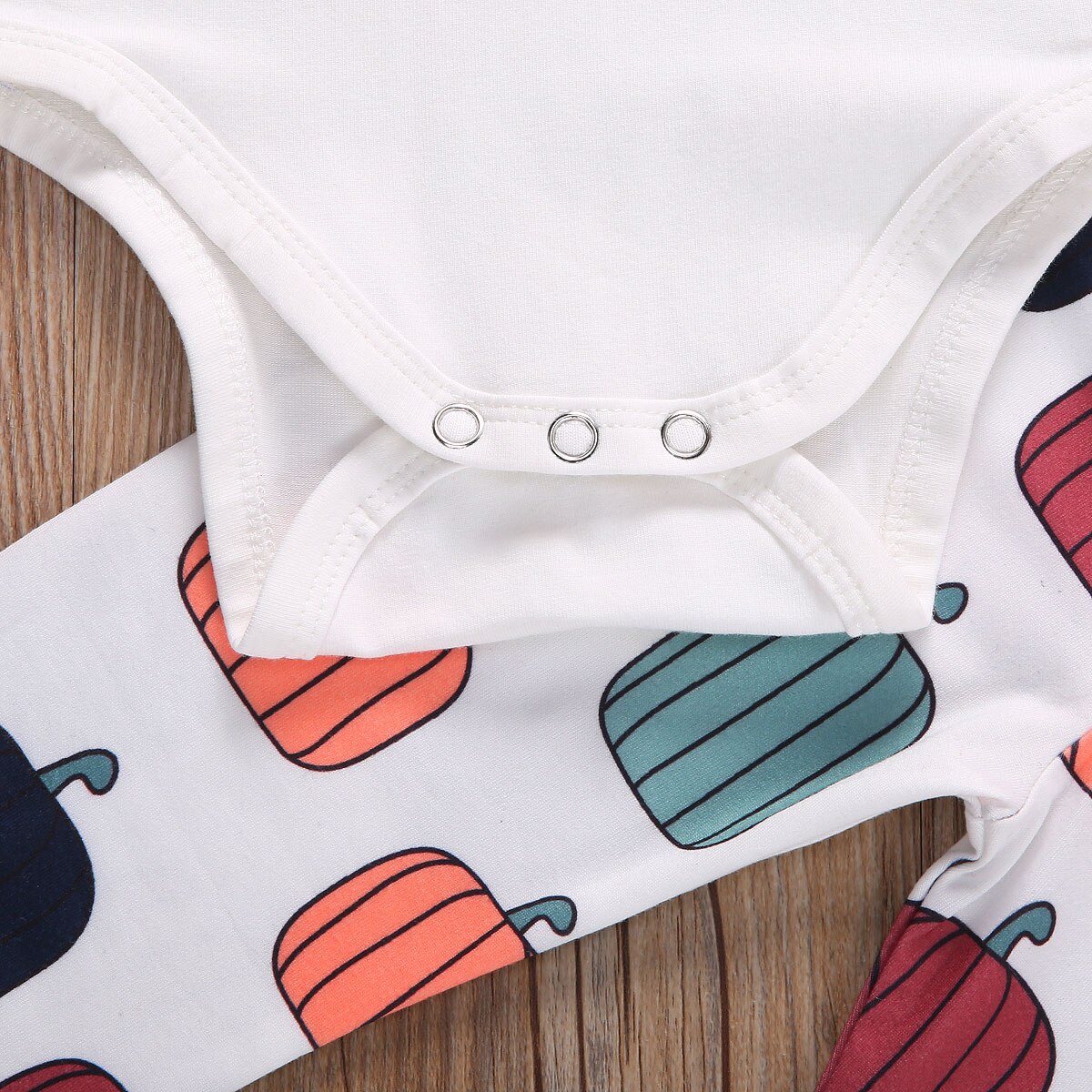 Halloween baby jenter takrenne klær sett gresskar skrive ut lange armer jumpsuits topper bukser pannebånd