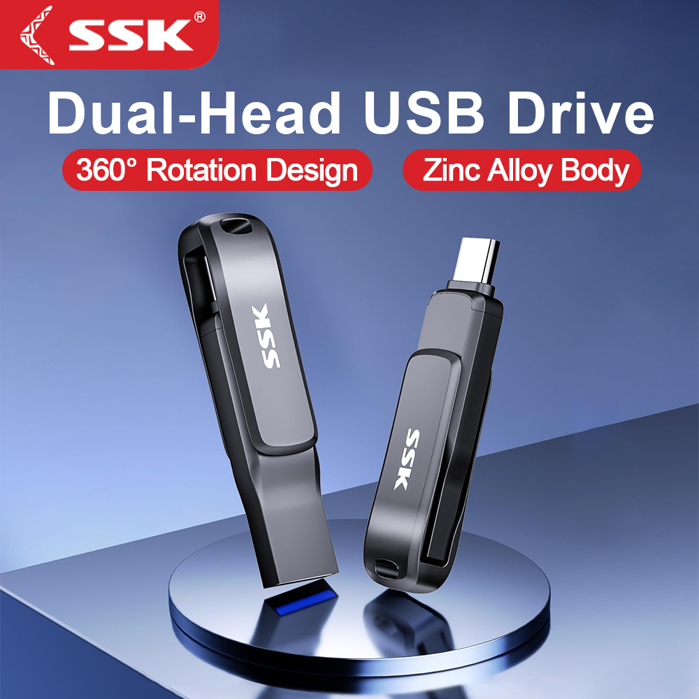 SSK USB Flash Drive USB 3.2 Thumb Drive met Type-C Flash-geheugen en USB A USB Memory Stick voor smartphones Tablets Mac Laptop