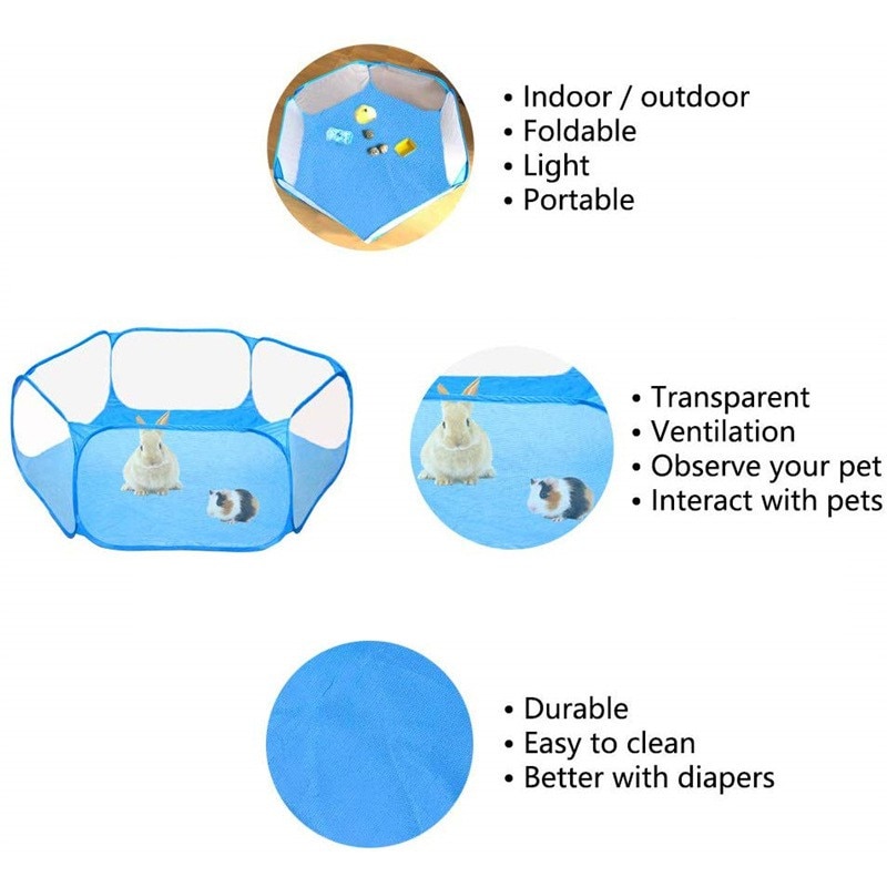 Portable Small Animals Exercise Fence Fordable Rabbits Hamster Cage Tent Play Fence Small Animals Playpen