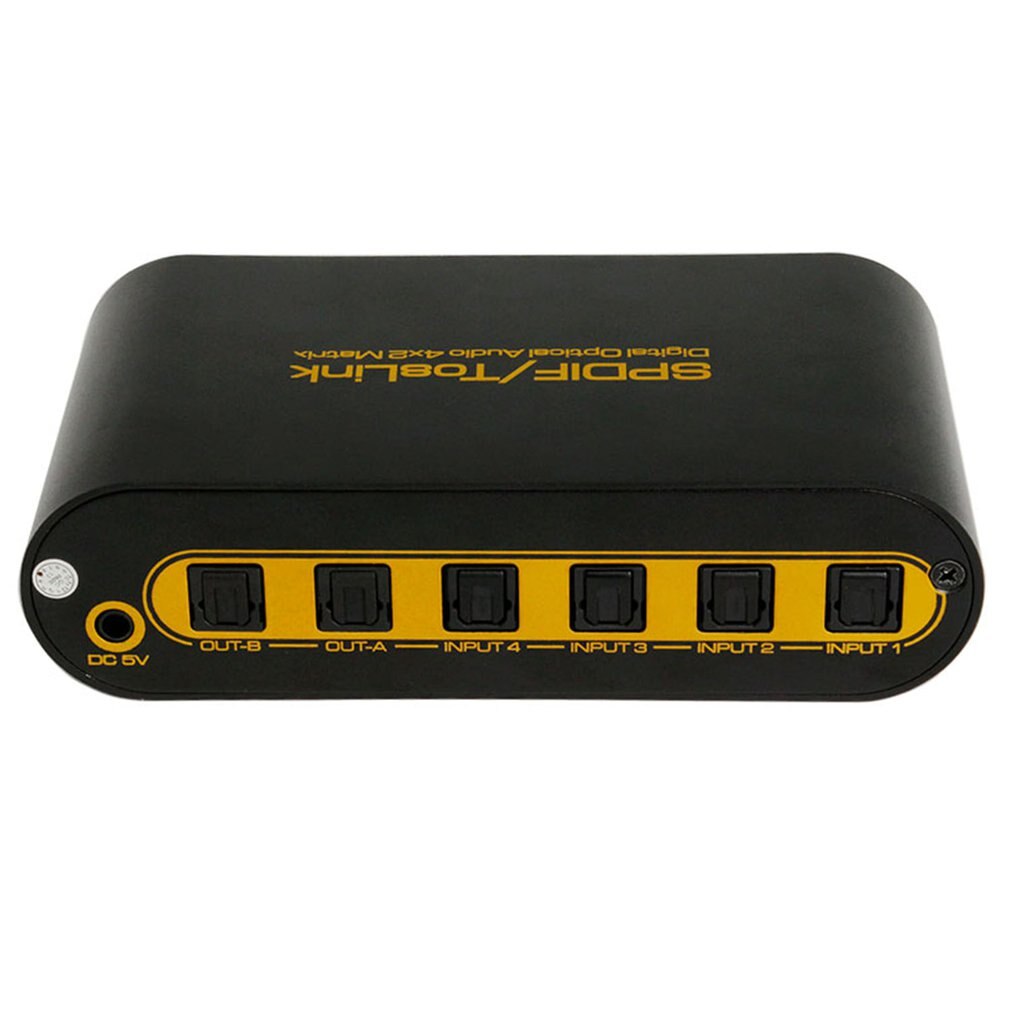 SPDIF Digital Optical Audio True Matrix 4x2 Switcher Switch Splitter 4 In 2 Out Video Converter Remote Control