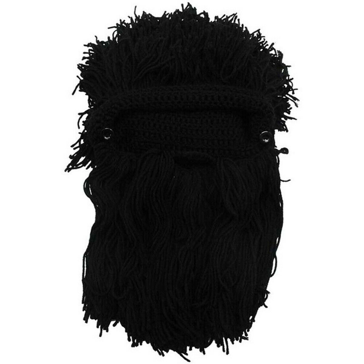 Men Cosplay Knitted Winter Warm Viking Beard Barbarian Beanie Crazy Party Headwear Ski Mask Caps Wig Hat Solid Novelty