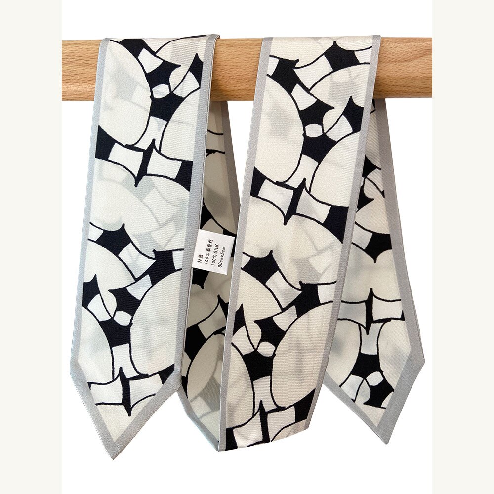 High Natural Silk Skinny Scarf Women Necktie Female Neckscarf Bag Decor Ribbon Long Narrow Neck Tie Scarves for Women