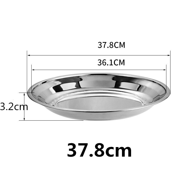Dicke Edelstahl Platte runde Große Rabatt Flachen Boden Flache schale extra Große Fisch Kopf fruite fleisch Platte Restaurant Hotel: 37.8cm
