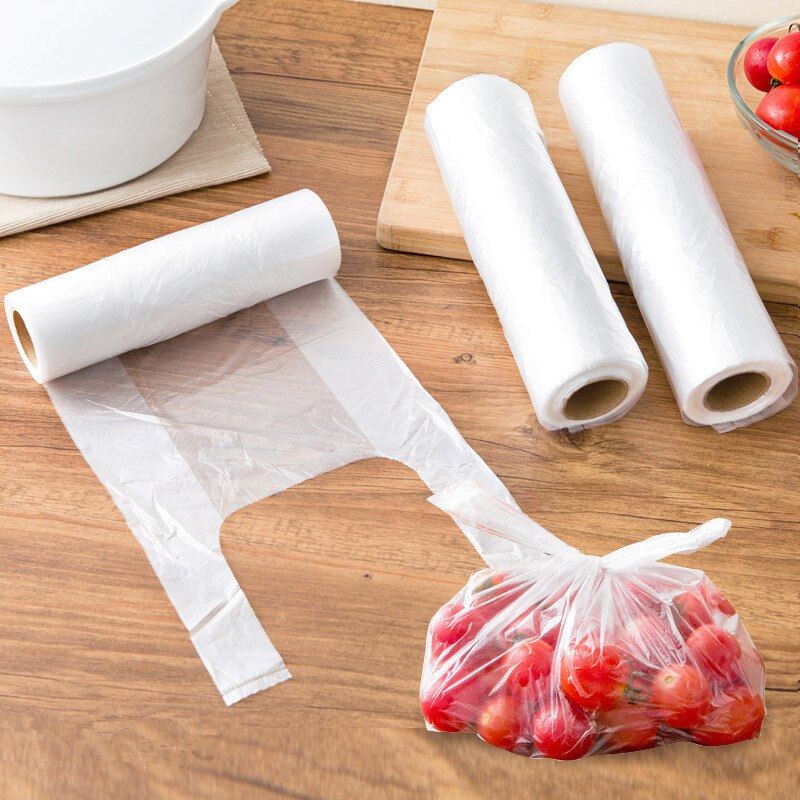 100Pcs Transparante Roll Vers Houden Plastic Zakken Van Vacuüm Voedsel Saver Zak Voedsel Opslag Zakken Met Handvat Houden verse 3 Maten