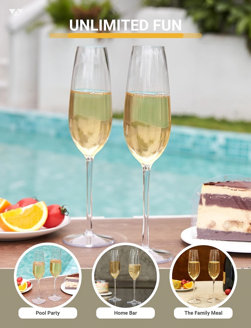 MICHLEY-Juego de copas de champán irrompibles, copa de vino espumoso de plástico Tritan para boda, , Picnic, Barware, 2/4 Uds.