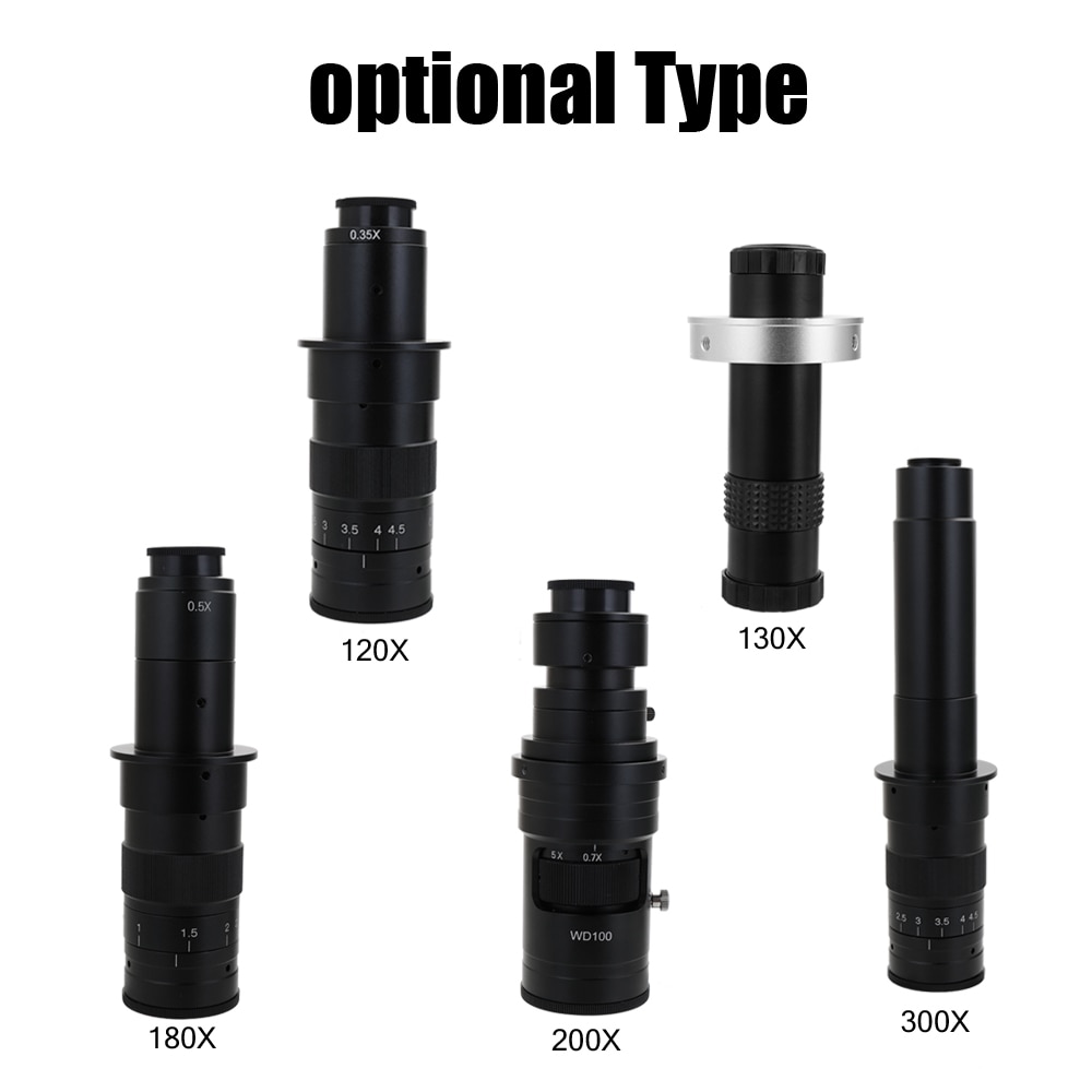 180X 120X 300X 200X 130X Adjustable Zoom C-mount Lens 0.7X~4.5X Magnification 25mm for Multimedia Interface Microscope Camera