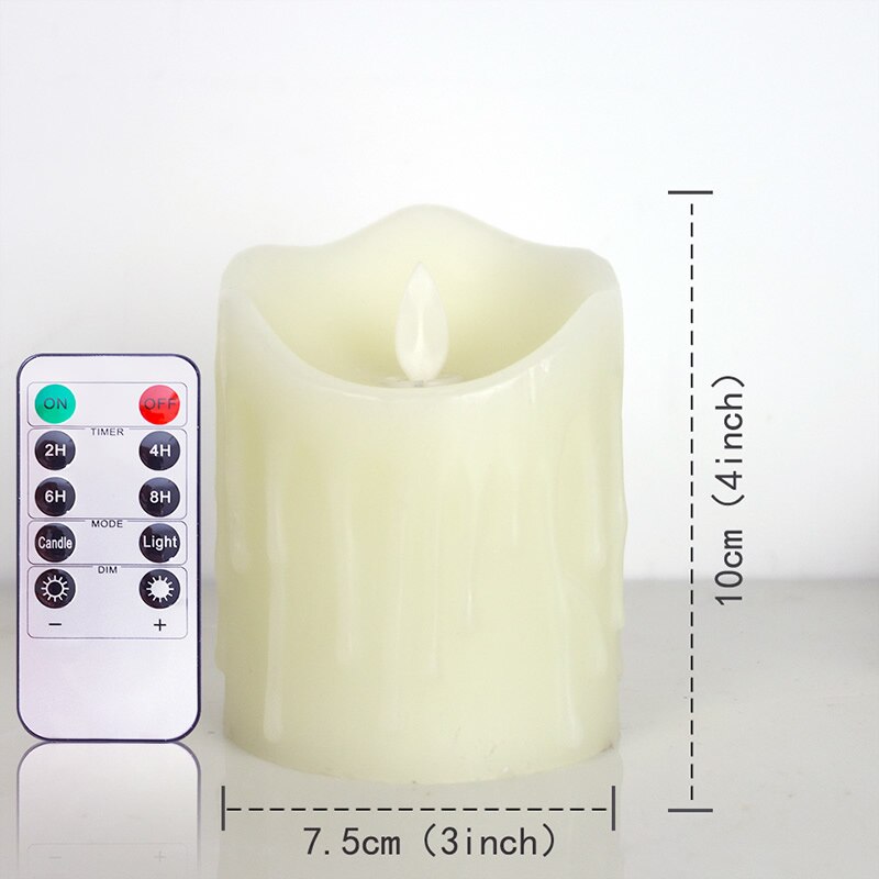 Lellen Ivory Flickering LED Candles with Remote control scented bougie battery operated Candles Electric home Wedding Decoration: 75x100mm