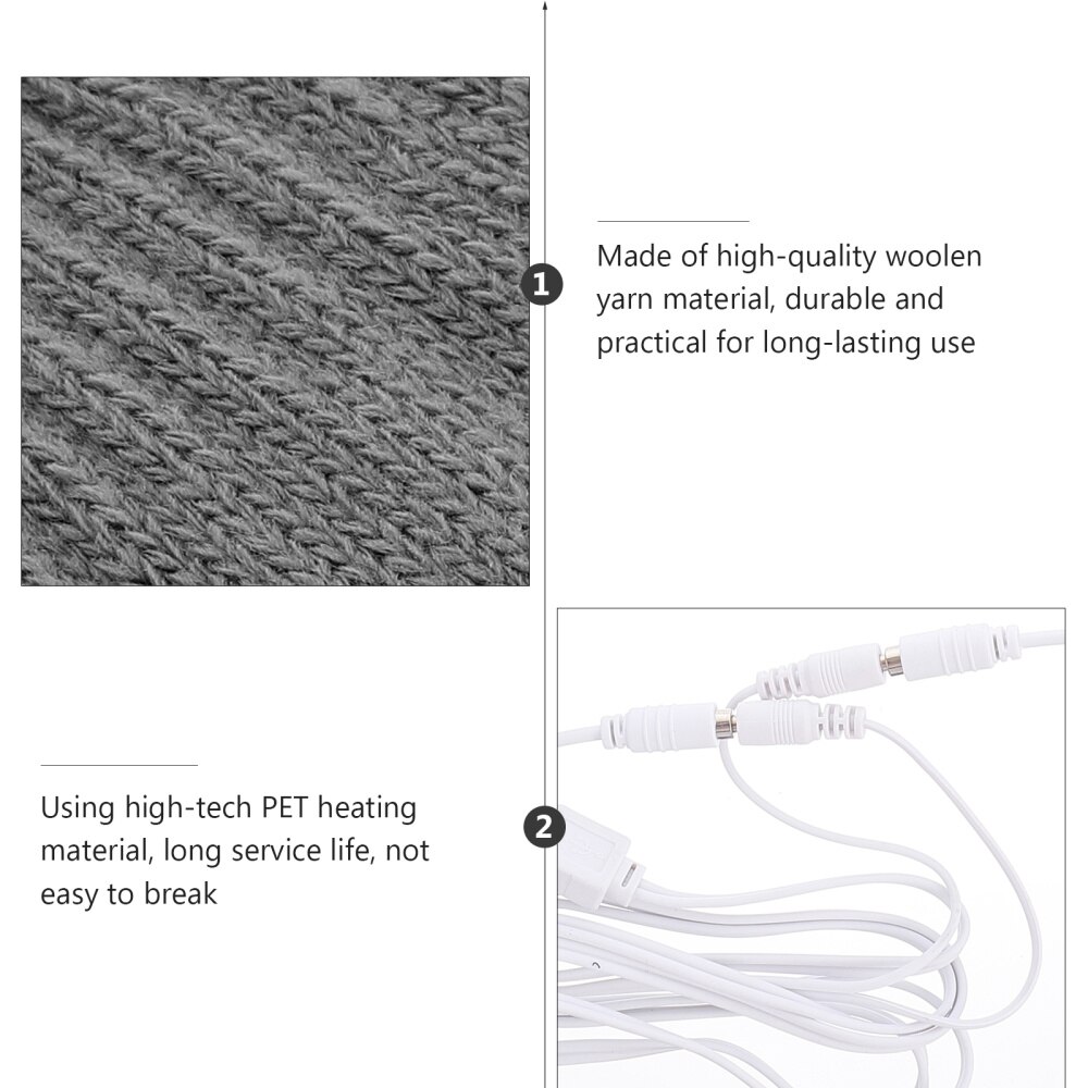 Mitaines chauffantes USB, 1 paire, moitié ou doigt entier, tricot